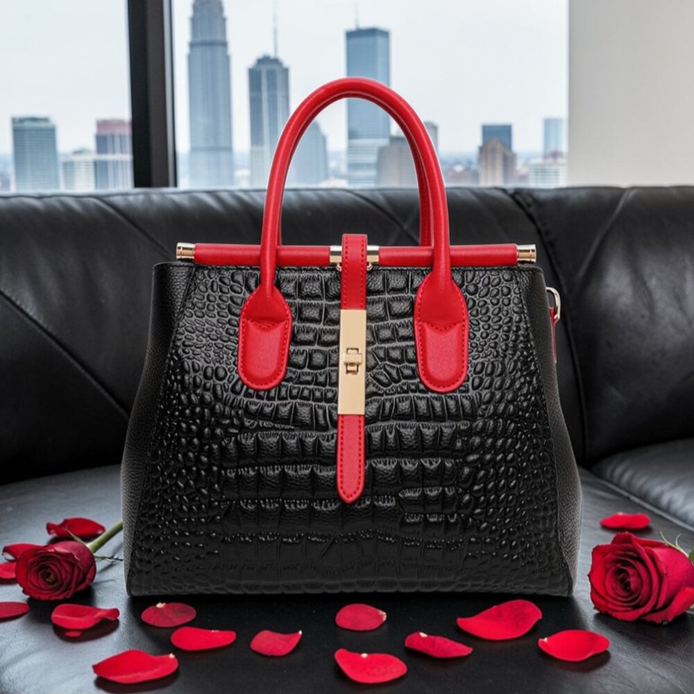 Statement Croc-Embossed Leather Handbag!  Bold. Confident. Unforgettable.